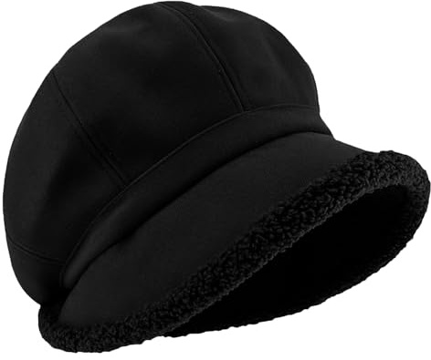 Rayson Berets for Women Balloon Hat Wool Newsboy Warm Peaked Cap 8 Panels Women's Winter Hats One Size(Schwarz)