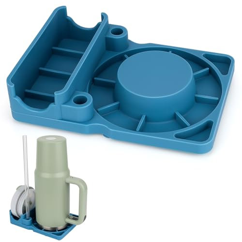 Musiwanna Silicone Bottle Holder and Drying Rack for Stanley Cup, 30/40oz Tumbler, Straw and Lid, Fast Dryer Rack, Blue