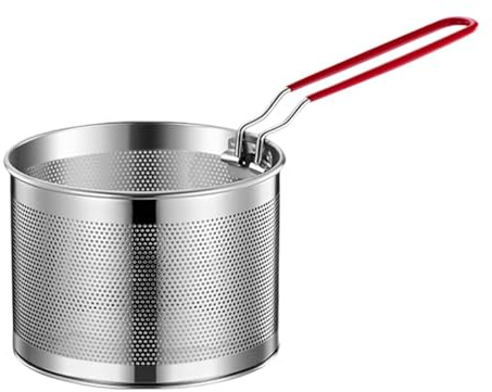 YWJLQH Cesta de Acero Inoxidable para freír, Red para cocinar Papas Fritas con asa, 16cm, Individual