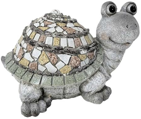 SIGNES GRIMALT Statue Tortue terrestre en Pierre de magnésie, Intérieur et extérieur, Terrasse et Jardin, Hauteur 21 cm