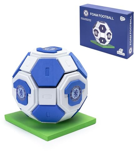 The Gift Scholars Chelsea FC Offiziell lizenziertes 3D-Fußball-Puzzle aus Schaumstoff – 47-teiliges baubares Modell für Kinder ab 3 Jahren