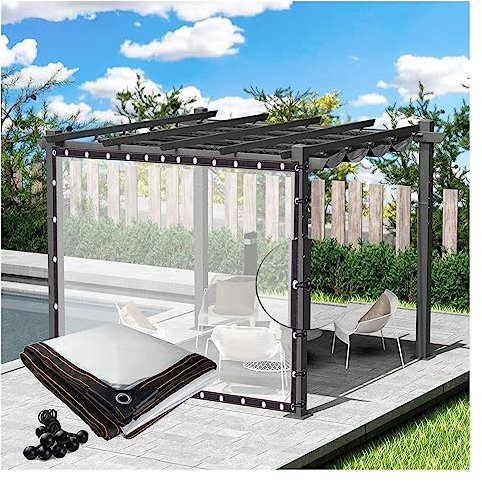 Wasserdichte transparente Abdeckplane, Seitenteile, für Außenbereich, Balkon, Dach, Pergola, 3 x 1 m, mit Ösen