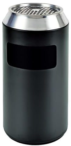 Cubo de Basura para Exteriores Cubo de Basura para Exteriores de Acero Inoxidable con cenicero Cubos de Basura Verticales Cubo de Basura de Gran Capacidad (B 15,7 L)
