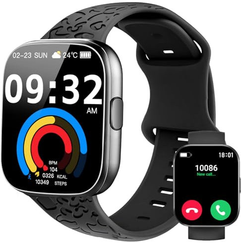 FOLAI Smartwatch für Damen & Herren mit Telefonfunktion: 2,1 HD, 24h-Herzfrequenz, Schlafanalyse, IP68 wasserdicht, 113 Sportmodi, Schrittzähler Fitness-Tracker(Schwarz)