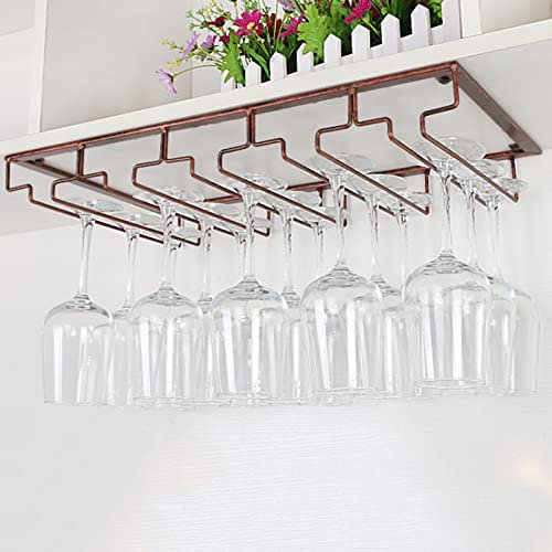 Metal Wine Glass Rack, Under Cabinet Stemware Holder, Glassware Storage Organizer for Kitchen Bar 11 Slots