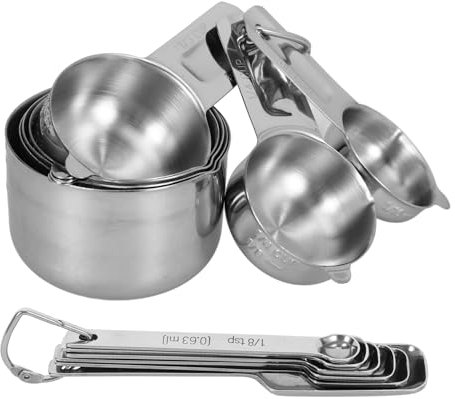 Mikikit Cucharas y Tazas Medidoras Apilables Cuchara Medidora De Acero Inoxidable Tazas Para Cocinar y Hornear Para Reposteria