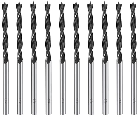 Holzbohrer 3mm 10Pcs Holzschlangenbohrer Metall & HSS Holzspiralbohrer Professional Holzbearbeitungbohrer für Hartholz, Sperrholz, Kunststoff – Bohrerset für DIY, Tischbohrmaschine