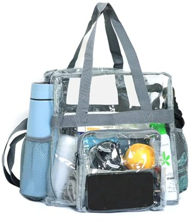 Neceser Viaje Transparente Mujer, Bolsa Impermeable Viaje Necessaire, Gran Capacidad Bolso de Aseo con 2 Capas, Toiletry Bag Gadgets de Viaje (Gris)