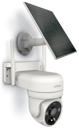 Avidsen HomeCam Prim-O PTZ - Caméra Surveillance Extérieure WiFi Solaire 2.5K - Motorisée 360° - Dual Band 2.4/5GHz - IA Détection de Silhouette & Autotracking - Sirène - sans Fil - IP65