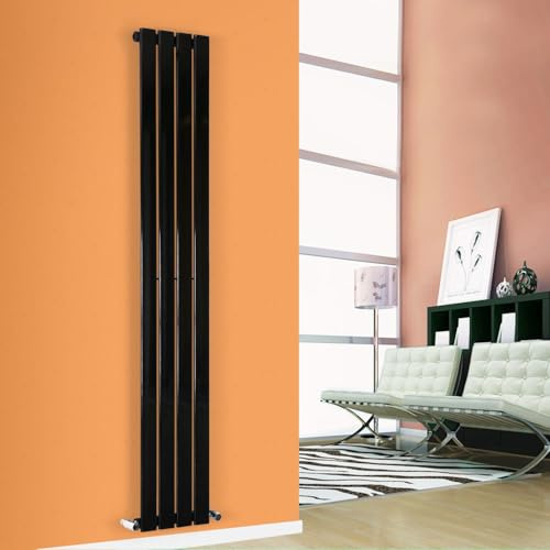 Designer Flat Panel Radiator Horizontal Vertical Modern Central Heating Rads (Single - 1600 x 300mm, Black)