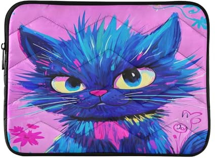 Artistic Cat gepolsterte Laptophülle, 33 cm (13 Zoll), weich, gesteppt, wasserdichte Computerhüllen