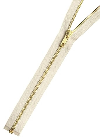 Metall - Reißverschluss Gold-Messing Reißverschlüsse teilbar 5mm (hellbeige, 40cm)