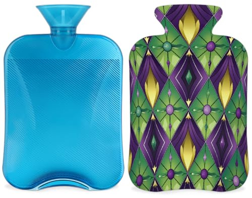Borsa dell'acqua calda con copertura, 2 l, per alleviare il dolore, collo morbido e spalle, mani e piedi, impacco caldo e freddo, per adulti e bambini