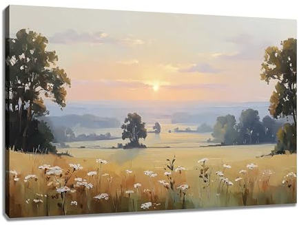 Kunstbruder Abstrakte Wandbilder in XXL formaten, Kunstdruck (Tau im Morgengras, 70x100 cm) – Vintage Wanddeko für Wohnzimmer & Esszimmer