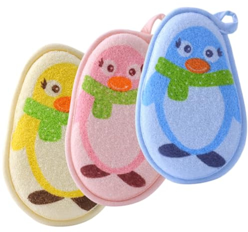 WEKADRIN 3 pièces de Bain Garçon Fille Exfoliantes de Bain Doux et Pratiques pour Garçon Fille Outils pour Puériculture Mousse Riche Portables pour Voyage