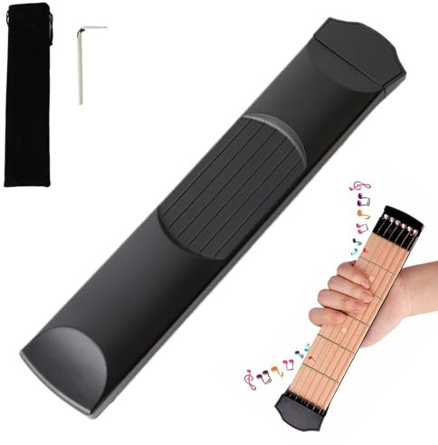 Gitarrenhals zum Trainieren | Tragbares Lernsystem mit 6 Fächern | Gitarrenakkord-Trainer für Anfänger – für Erwachsene, Musiker