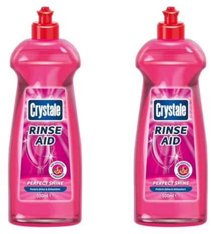 2 x Crystale Rinse Aid Perfect Shine, 500ml, Dishwasher Protection, Pink