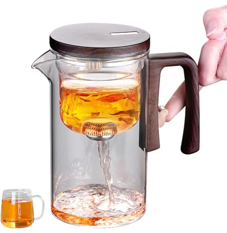 Weciau Magic Glass Teapot with Infuser, 720 ml Enchanti Teapot, Transparent Magnetic Tea Pot, Water Separation Tea Pot Infusers for Brewing, Filtering Loose Leaf & Herbal Tea
