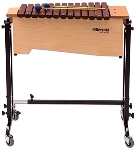 Betzold Musik - Alt-Xylophon inkl. Ständerwagen, Diatonisch: c1-a2 mit fis1, b1, fis2 - Xylofon Konzert Orchester Musikinstrumente Schule lernen Schlagstabspiel Stabspiel Musikschule
