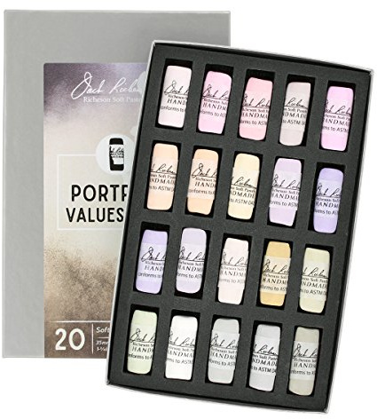 Jack Richeson Hand gerollt Weiche Pastellkreiden Hochformat: Werte 9–10, 20-teiliges Set