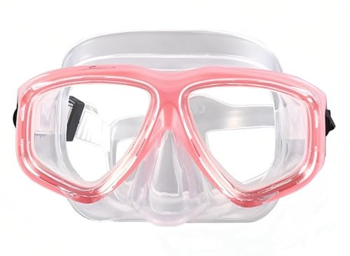 WOWDECOR Tauchmaske für Erwachsene und Kinder mit Kurzsichtigkeit Kurzsichtig, Schnorchelmaske Taucherbrille Dioptrin Dioptrien Korrektur, Pink und transparent (-2,0)
