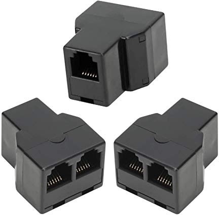 AIMIJIA 3Female Telephone Splitter Adapter Cable,Telephone Landline Cable Connector and Separator (RJ12 6P6C-3 Pack)