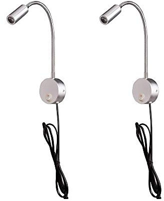 Lampe Chevet Murale Applique Liseuse LED Col de Cygne Lumière 3W 3000K lumière chaude Lampe de Lecture avec interrupteur pour chambre bureau lampe de chevet 2 Pack,Argent