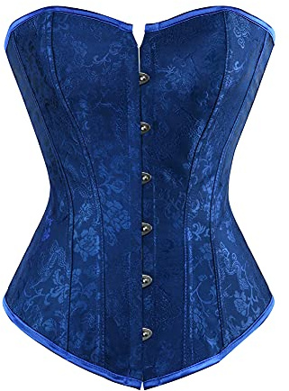 Grebrafan Victorian Vollbrust Corsage mit Schnürung Vintage | Korsett Damen Fasching Pirat