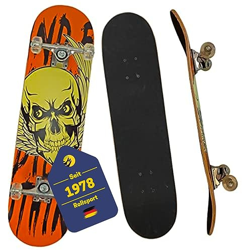 Best Sporting Skateboard Totenkopf I Skate-Board mit ABEC 7 Kugellager I hochwertige Skateboards aus Holz & Aluminum I Skateboard Erwachsene I 78,5 x 20,4 cm Skateboard Deck mit Totenkopf