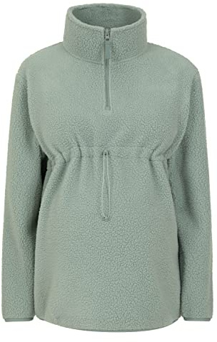 Mountain Warehouse Cosy Maternity Sherpa Half-Zip Fleece - Sherpa Lined Womens Anti-Pill Sweathshirt - For Spring Summer, Outdoors, Holiday, Walking & Hiking Khaki Women's Size 12