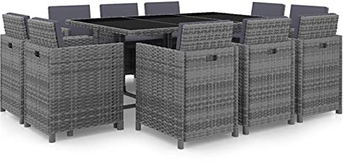 Festnight Rattan Gartenmöbel Set 10 Personen Sitzgruppe Garten Essgruppe Gartentisch mit 10 Stühlen Set Polyrattan Gartengarnitur Sitzgarnitur Esstisch Terrassenmöbel Rattanmöbel