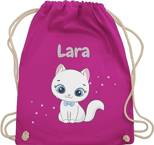 Turnbeutel Rucksack - Süße Katze Katzen Katzenmotiv Cat Cats - Unisize - Fuchsia - name katzenmotiven with beutel kindergarten katzenliebhaberin stoffbeutel tasche katzenbesitzerin stoffturnbeutel