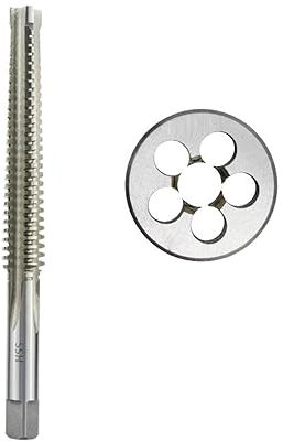 WZFC HSS-Trapezgewinde-Gewindebohrer- Und Schneideisensatz, Rechtsgewindebohrer Und Schneideisen, Maschinengewindebohrer-Handwerkzeug,2 Stück TR14X3