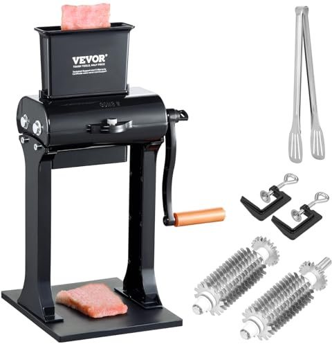 VEVOR Commercial Meat Tenderizer, Heavy Duty Stainless Steel Meat Tenderizer Machine, Quick and Easy Manual Operation Kitchen Tool, 5.8 Feed Port for Beef, Turkey, Chicken, Pork, Steak, and Fish