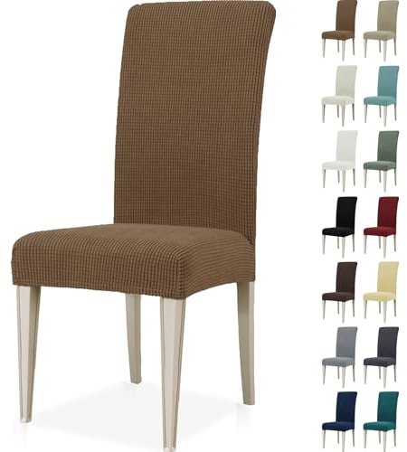 Ystyle Stretch Stuhlhussen 6er Set, Stuhlbezug Elastisch Abnehmbarer Waschbarer, Universal Hussen Für Stühle, Stuhlbezüge Chair Cover Für Hotel Bankett Küche Restaurant Hochzeit Party, Braun