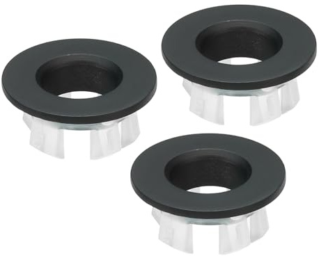 PATIKIL 3pcs Débordement Anneau pour Cuisine Salle Bain Noir | Évier Rond Couvercle Bassin Garniture Laiton Insertion dans Trou Rond Bouchons
