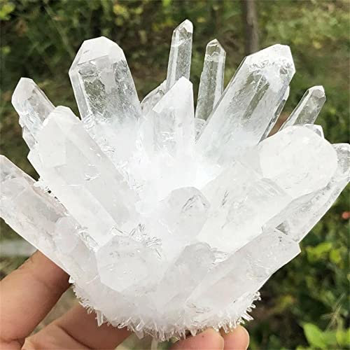 NWPNLXEA startsida naturlig vit transparent kristallkluster stenmalm provmagnetisering stenrengöring mentsten dekoration rumsdekoration (storlek: 550–600 g)