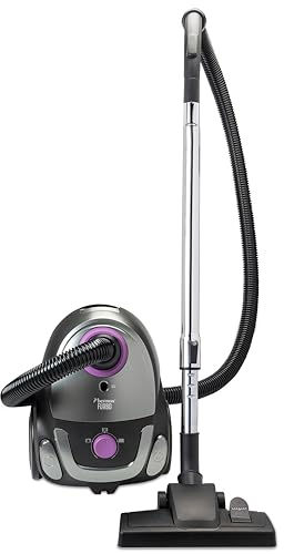 Bestron Aspirateur avec Sac, aspirateur de Sol avec 3 Sacs à poussière, Manche télescopique de 94cm et suceur de Sol commutable, Rayon d'action de 7.5m, Filtre HEPA12 et microfiltre Lavable, Violet