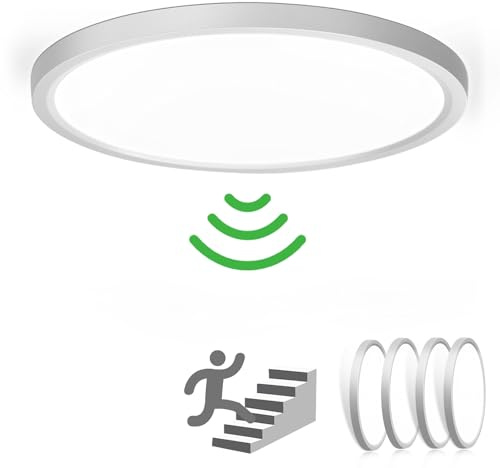 OPPEARL [4 Stücke LED Deckenleuchte mit Radar Bewegungsmelder 24W | LED Deckenleuchte Radar Bewegungssensor, 4000K Rund Sensor Licht für Flur Treppe Küche Balkon Abstellraum Keller Ø30CM