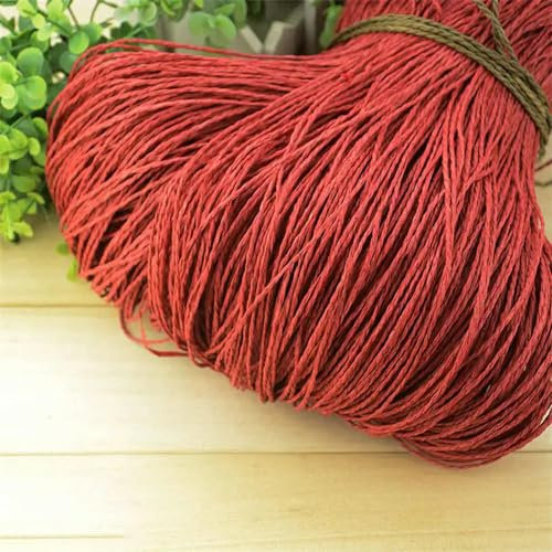 Hilo de paja de rafia natural de verano de 600 m, hilo de paja de papel de ganchillo, manualidades para hacer manualidades, para tejer sombreros, bolsos, cestas, material de ratán
