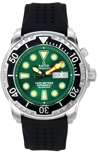 RATIO FreeDiver Heliumsichere Taucheruhr Saphirglas Automatische Taucheruhr 1000M Wasserdicht Taucheruhr für Herren
