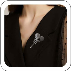 Wendalern Broche Coeur en Cristal de Lave Carré Noir Épingle de Revers en Forme de Coeur Vintage Épingle de Costume Broche de Corsage Badges Bijoux pour Femmes