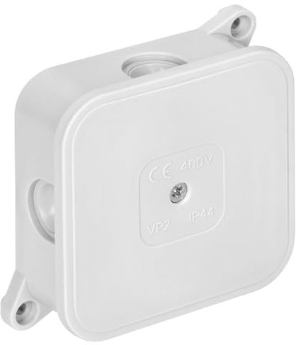 Miratic Scatola Derivazione Esterna IP44-400V Scatola Elettrica 85x85x35mm - 4 Pressacavi di Gomma Cassetta Elettrica Esterna Montaggio in Superficie (bianco)