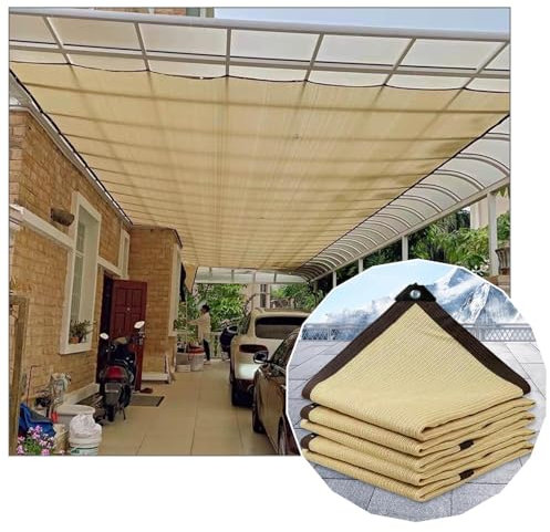 Beige Garten-Schattennetz, 85 % Schattentuch, Segel für den Außenbereich, 4 x 8 m, Pergola-Schattennetz mit Ösen, UV-beständig, Sonnenschutz, Outdoor-Abdeckung, 4 x 8 m