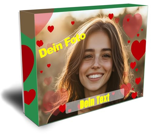 Postalo Personalisierbare Geschenkbox mit Deckel zum Geburtstag - Geschenkkarton - 13×10×3 (Herzen, Mit Personalisierung)