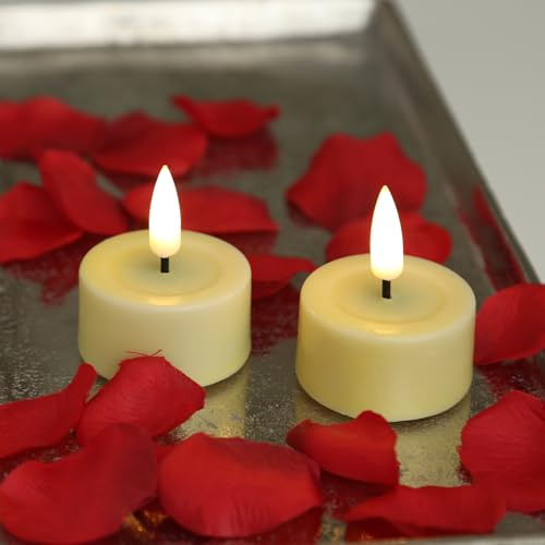 MARELIDA LED Teelichter Echtwachs Teelichter-Set Deluxe Homeart mit realistischer 3D Flamme gelb Indoor (2 Teelichter klein)