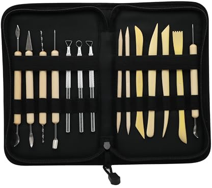 ARTME Clay Tools, 14pcs Pottery Tool Set Polymer Clay Ceramic Sculpting Kit with Carrying Case, DIY Art Crafts
