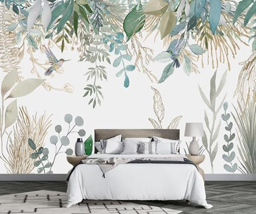 ZXCHEE Papier Peint Panoramique Plantes Tropicales Fraîches Fleurs Papier Peint Intissé 3D Tapisserie Peinture Murale Chambre Salon -FG008-350x250cm