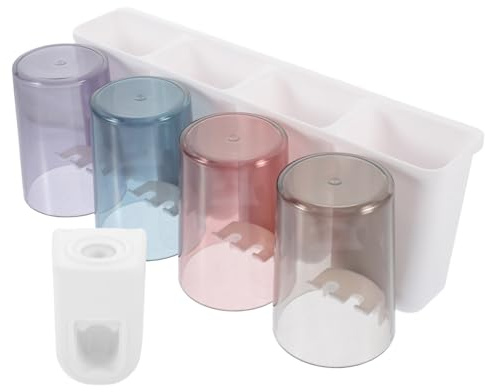 CLISPEED Portaspazzolino Da Denti in Plastica Da Parete Organizer Per Bagno Supporto Per Spazzolini e Bicchieri Mensola Organizer Per Wc