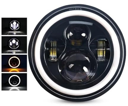 Faro Anteriore 7 4 1/2 Led Proiettore Moto Faro Fendinebbia Luci Passanti Per Touring Electra Glide7 Pollice Faro Staffa Parti Moto Faro(7 inch black)
